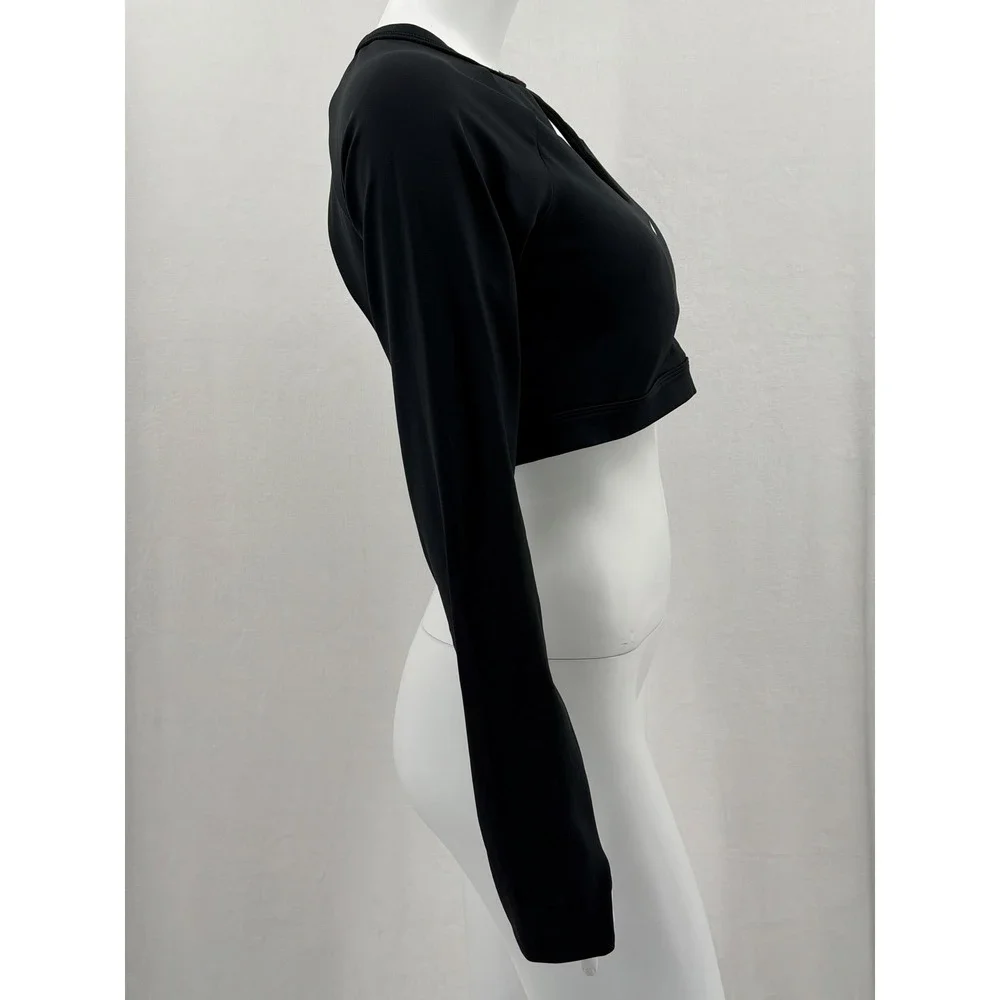 Nike Top Womens XL Black Dri-Fit Cutout Crop Long Sleeve Bra Activewear Gym